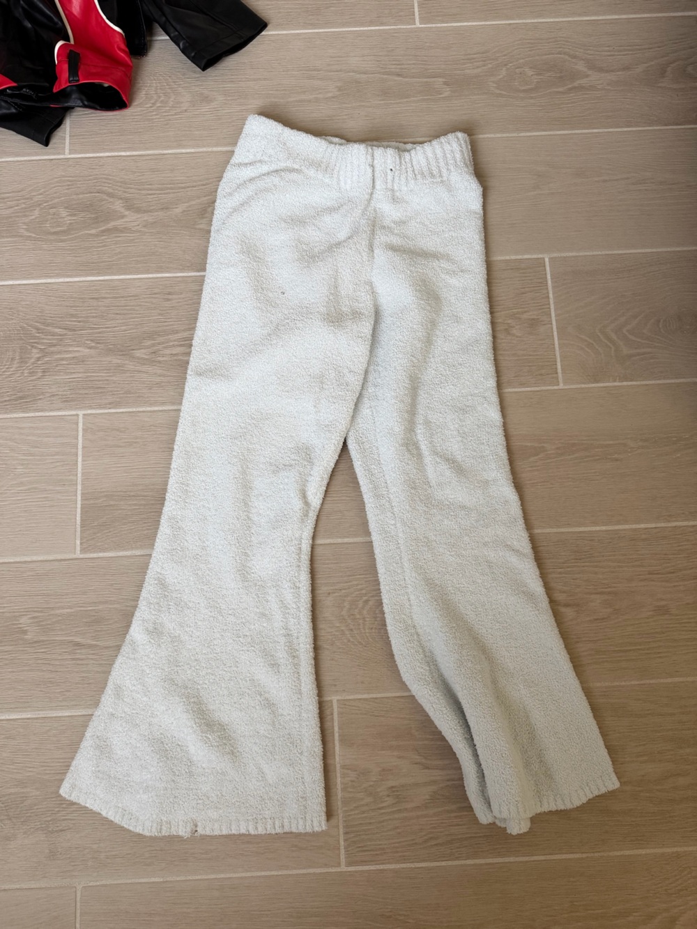Cozy Cream womens Fleece Flare Pants
